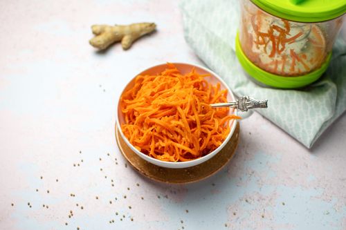 Carrot pickle with mustard seeds and mirin