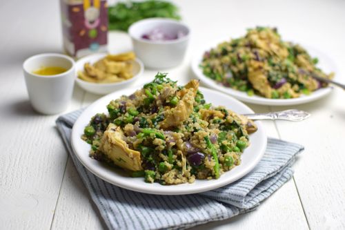 Couscous salad with maple mustard dressing