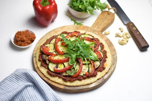 Pizza vegana mediterránea