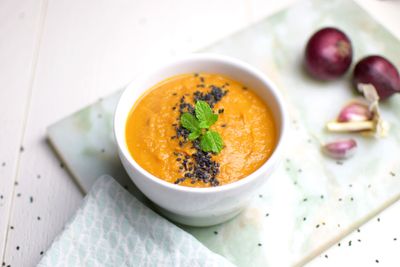 Creamy carrot soup with miso