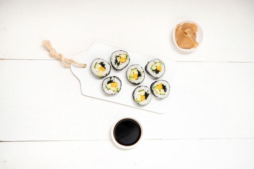 Vegan sushi with mango