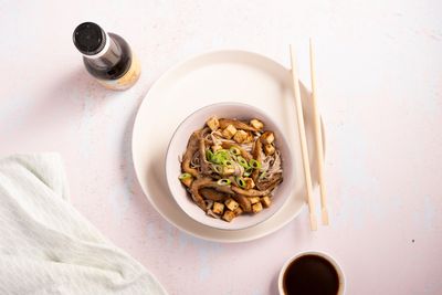 Gluten-free noodles with umami oyster mushrooms