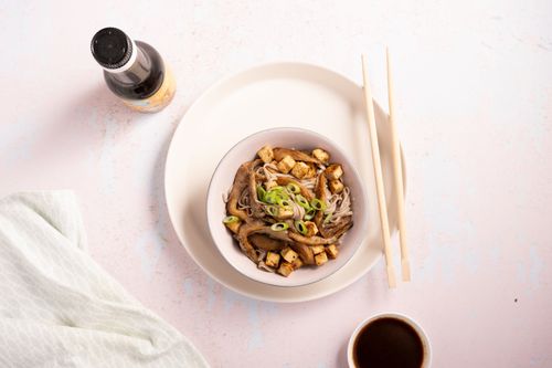 Gluten-free noodles with umami oyster mushrooms