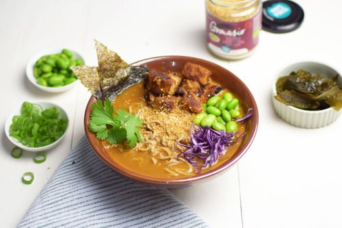 Vegan ramen with spicy broth