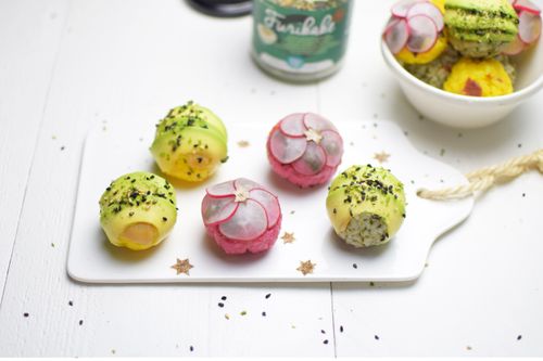 Colored rice balls