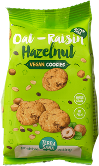 Cookies vegan avoine, raisin & noisette
