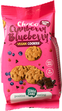Vegan cookies choco, cranberry & blauwe bes