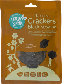 Bruine rijstcrackers met zwarte sesam